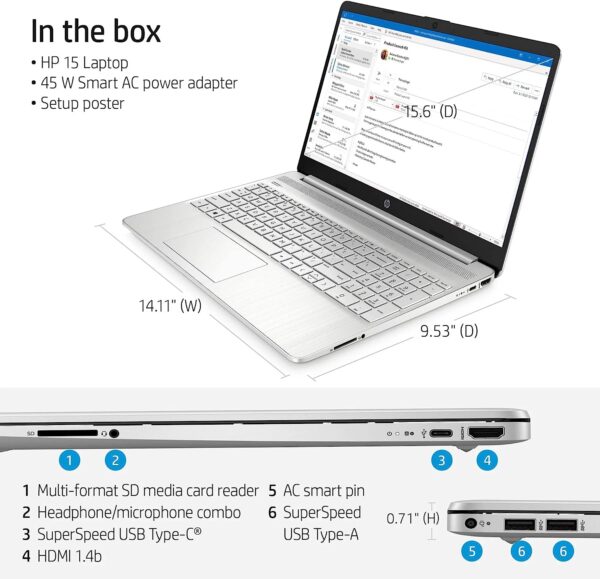 HP 2022 Newest Laptop Computer 15.6 HD Display Dual Core Intel i3 1115G4 Upto 4.1GHzBeats i5 1030G7 16GB RAM 256GB SSD HD Webcam Bluetooth WiFi 6 11 Hour Battery Win 11 SMarxsolCables 2