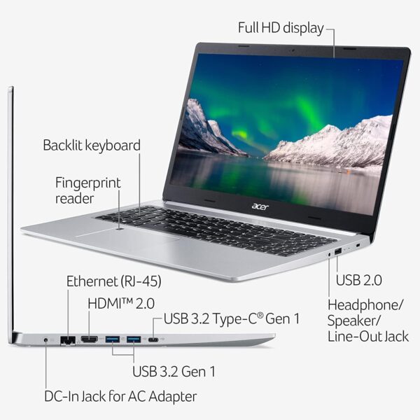 Acer Aspire 15.6 Laptop with Fingerprint Reader Backlit KeyboardLatest Model Full HD IPS DisplayAMD Ryzen 3 Quad Core Processor20GB RAM1TB SSDRJ 45USB CHDMINLY MPWindows 11Silver 1