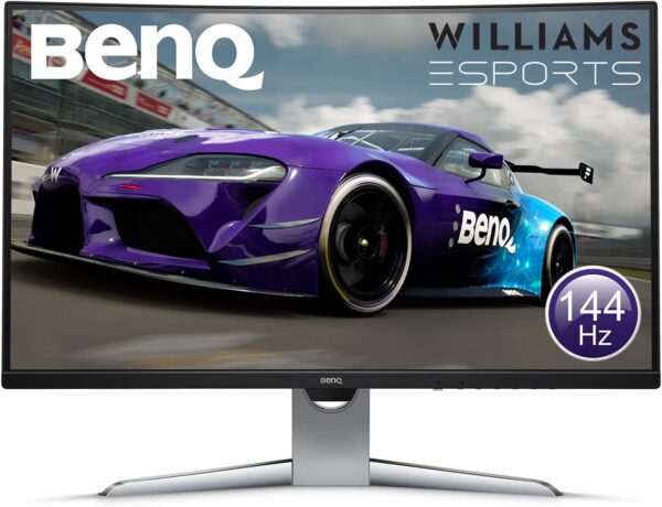 BenQ EX3203R 32 Inch QHD 2K HDR 144 Hz Curved Esports Gaming Monitor for Sim Racing 1800R FreeSync Premium Brightness Intelligence Plus Sensor HDMI Display Port USB C 0