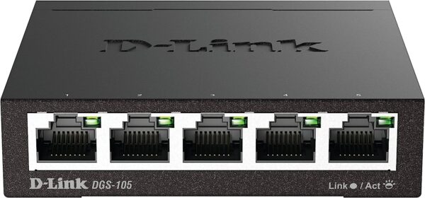 D Link 5 Port Gigabit Unmanaged Metal Desktop Switch Plug and Play DGS 105 2