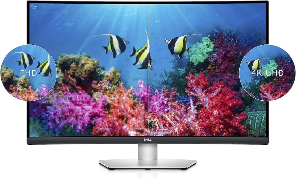 Dell S3221QS 31.5 inch 4K UHD 3840x2160 Monitor, 1800R Curved Screen ...