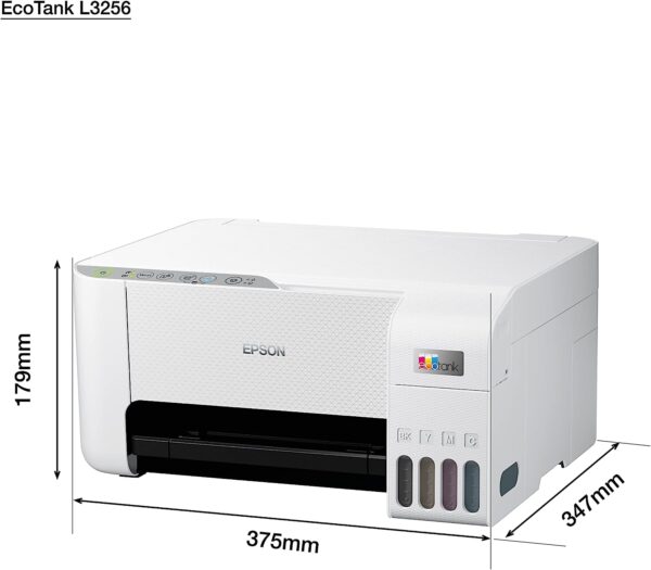 Epson EcoTank L3256 Home ink tank printer A4 colour 3 in 1 with WiFi and SmartPanel App connectivity White Compact 1