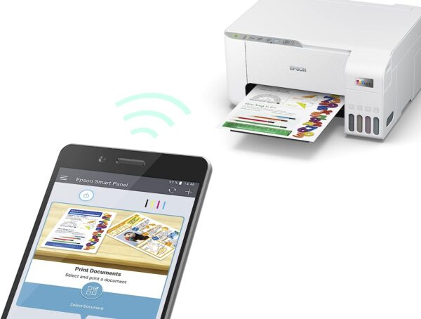 Epson EcoTank L3256 Home ink tank printer A4 colour 3 in 1 with WiFi and SmartPanel App connectivity White Compact 6