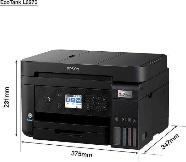 Epson Ecotank L6270 Office Ink Tank Printer A4 Colour 3 In 1 Printer With Adf Wi Fi And Smart Panel Connectivity And Lcd Screen Black Compact 1