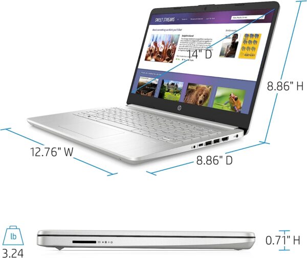 HP 2021 14 FHD IPS Laptop Computer11th Gen Intel i3 1115G4 Up to 4.1GHz Beat i5 1035G4 8GB RAM 256GB PCIe SSD FP HD WebcamWiFi Bluetooth 4.2 HDMI Win10 S Marxsol Cables Silver 3