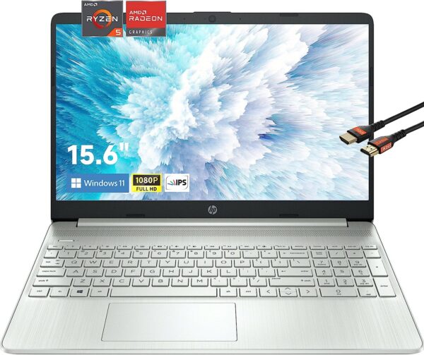 HP 2022 Newest 15.6 FHD IPS Laptop for Business Student 6 core AMD Ryzen 5 5500U AMD Radeon Graphics Win 11 HD Webcam USB C Fast Charge Silver 16GB RAM 512GB PCIe SSD 0