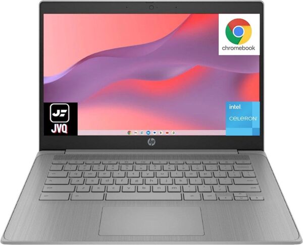 HP Chromebook Laptop 14 HD Display Quad Core Intel Celeron N4120 Processor 4GB RAM 64GB eMMC 64GB Card 720p WebcamWiFi Bluetooth 14 Hrs Battery Chrome OS Modern Gray JVQ MP 0