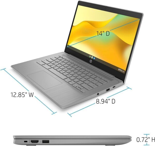 HP Chromebook Laptop 14 HD Display Quad Core Intel Celeron N4120 Processor 4GB RAM 64GB eMMC 64GB Card 720p WebcamWiFi Bluetooth 14 Hrs Battery Chrome OS Modern Gray JVQ MP 6
