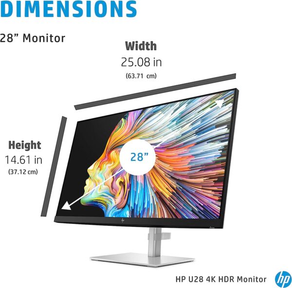HP U28 4K HDR Computer Monitor for Content Creators with IPS Panel HDR and USB C Port Wide Screen 28 inch with Factory Color Calibration and 65w Laptop Docking 1Z978AA 1
