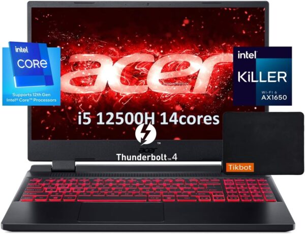 Acer 2022 New Nitro 5 15.6 144 Hz IPS Intel Core i5 12th 12500H NVIDIA GeForce RTX 3050 Thunderbolt 4 Killer Wi Fi 6 Windows 11 Gaming Laptop w Mouse pad 16GB RAM 1TB PCIe SSD 0