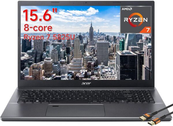Acer Aspire 5 15.6 Slim Laptop Octa core AMD Ryzen 7 5825U AMD Radeon Graphics Backlit KB USB Type C Long Battery Life Windows 11 Home 64 bit W HDMI 24GB RAM 1TB SSD 0