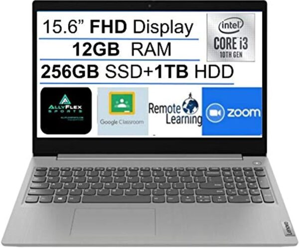Lenovo 15 IdeaPad 3 15.6in FHD Laptop Intel 10th Gen Core i3 1005G1 Up to 3.4GHz 12GB DDR4 RAM 256GB SSD 1TB HDD Webcam AllyFlex Mousepad 0 1