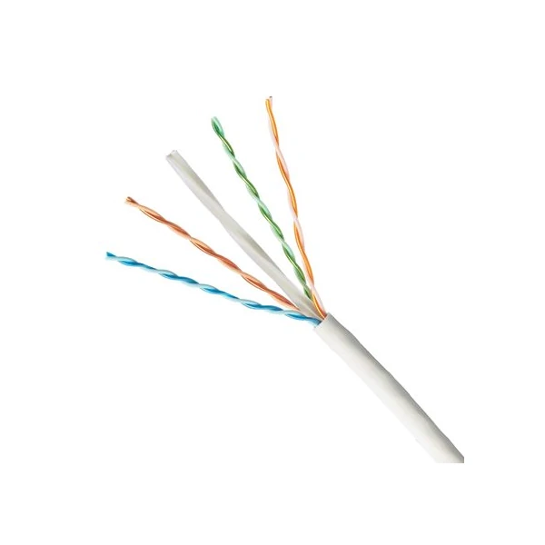 The Panduit TX6500 cable features 23 AWG solid copper conductors with FEP/polyolefin insulation, twisted pairs separated by a cross divider, and a flame-retardant PVC jacket for enhanced durability and fire resistance. It is backward compatible and supports performance up to 350 MHz