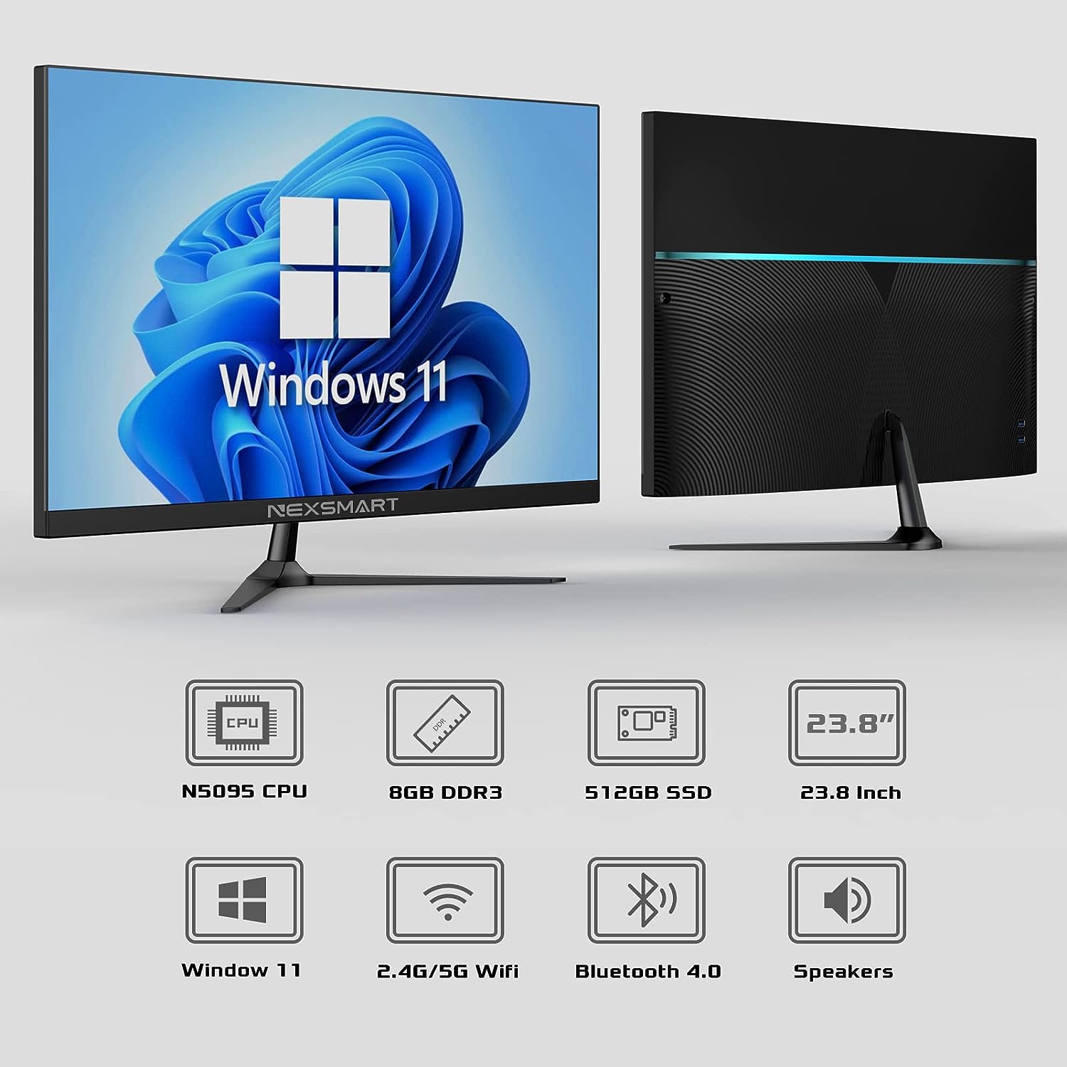 Windows 11 Desktop Computer Intel Celeron N5095 2.9Ghz All in One PC 23