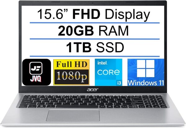 acer 2022 Newest Aspire 5 Slim 15.6 FHD Laptop 11th Gen Intel Core i3 1115G4Up to 4.1GHzBeat i5 7200U 20GB DDR4 RAM 1TB SSD WiFi 6 USB C Webcam HDMI Windows 11SJVQ MP 0