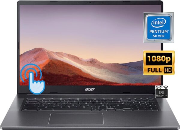acer 2023 Flagship Chromebook Light Laptop 17.3 FHD IPS Touchscreen 4 Core Intel Pentium N6000 Upto 3.3GHz 8GB RAM 64GB eMMC HD Webcam WiFi 6 10 Hour Battery Chrome OSHubxcelAccessory 0