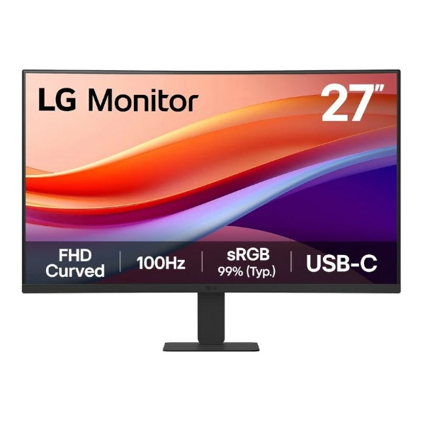 LG 27U421A-B | 27″ Curved Full HD Monitor | VA Panel | 100Hz | HDR Effect | USB-C & HDMI