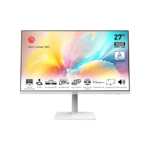 The MSI Modern MD272QXPW is a premium 27-inch WQHD monitor designed for professionals.