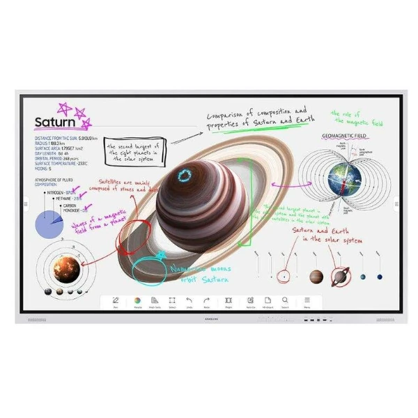 The Samsung Flip Pro WM85B is an 85-inch interactive 4K UHD display designed for classrooms, meeting rooms, and collaborative environments.