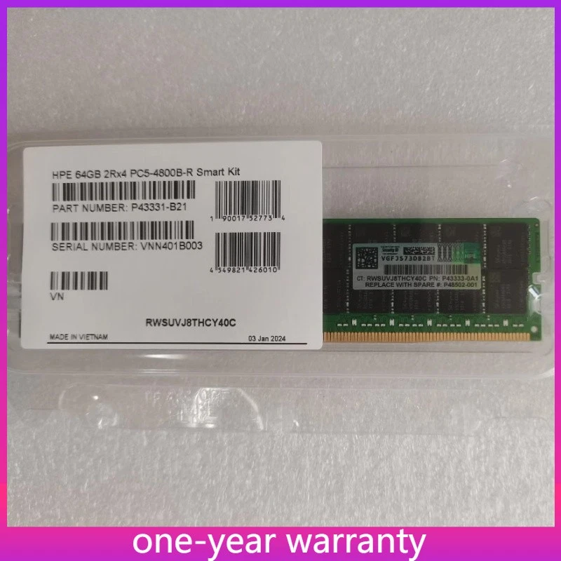 HPE 64GB DDR5 PC5-4800 EC8 RDIMM (P43331-B21)