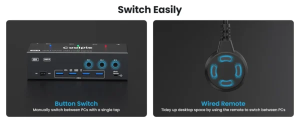 Triple Monitor KVM Switch 3 Computers W/Displayport HDMI,Ultra HD HDMI 8K@60Hz/4K@120Hz, DP 8K@30Hz/4K@144Hz,1 HDMI&2 DisplayPorts 4 USB 3.0 Ports-Wired Remote&6 DP 3 HDMI 3 USB Cables Included  Electronics - Image 16