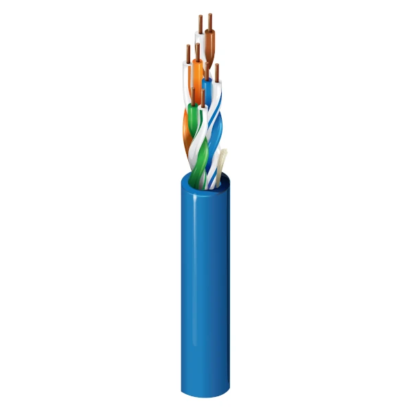Belden 2412D is a Category 6 Enhanced Premise Horizontal Cable (300MHz), 4-Pair, 24 AWG Solid Bare Copper Conductors, U/UTP, Polyethylene Insulation, PVC CMR rated jacket